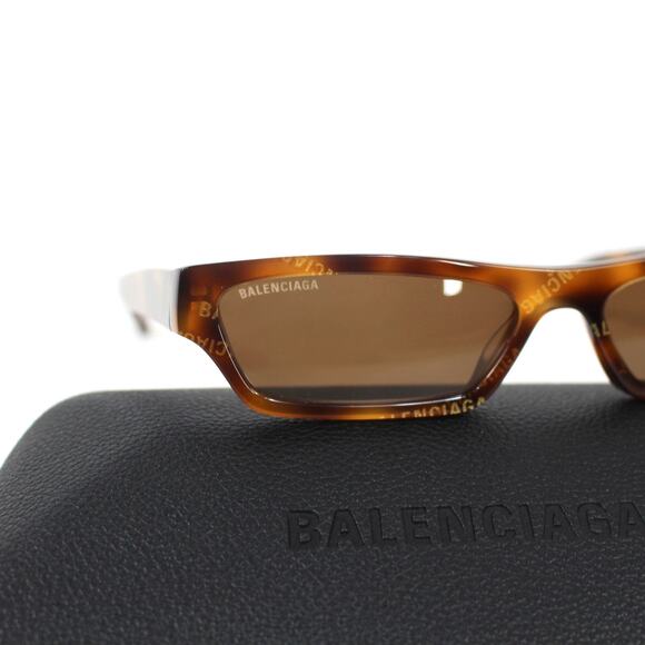 Balenciaga 55MM Rectangle Sunglasses NEW Tortoiseshell Logo Frame with Case - Picture 4 of 8